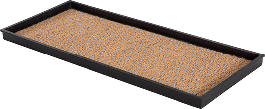 Black Rubber Boot/Shoe Tray with Coir for Organized Footwear