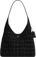 Coach Brooklyn Shoulder Bag 28 - Crocodile Embossed Suede Hobo