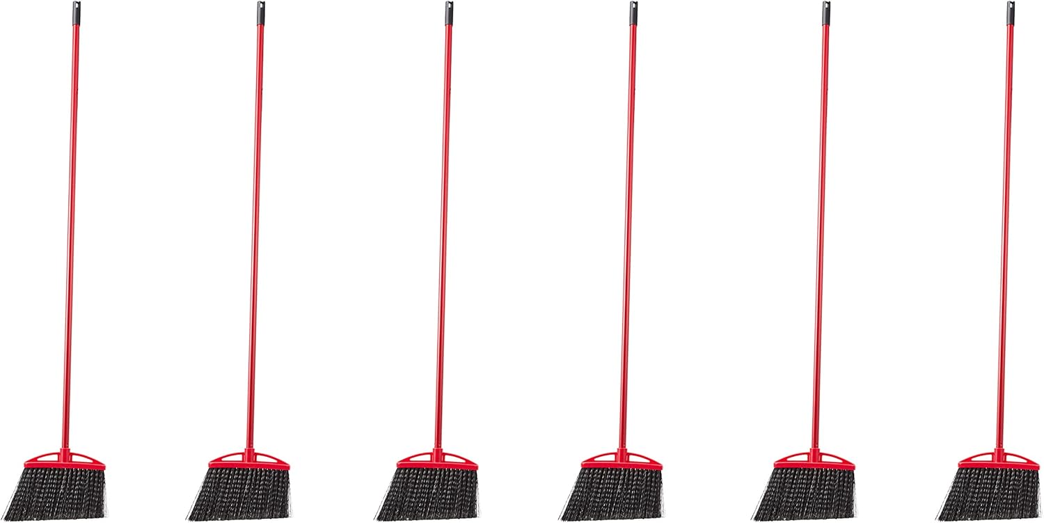 Angle Broom with Metal Handle - 6-Pack for Efficient Cleaning