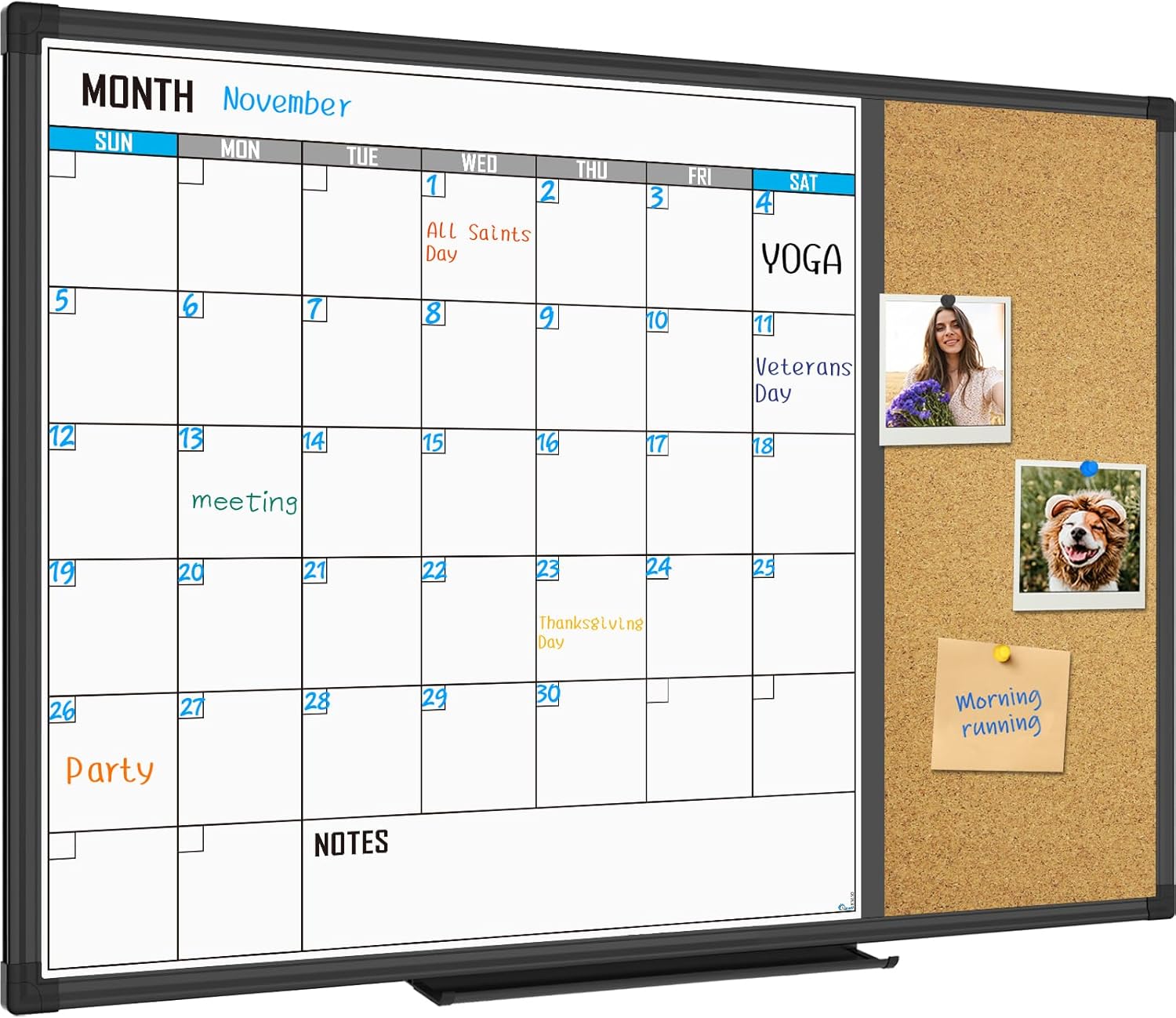 XBoard Dry Erase Calendar Whiteboard - 2 in 1 Combo Board