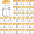 Clear 4 oz Glass Cosmetic Jars with Woodgrain Lids - Travel Ready