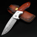 KOMWERO Damascus Pocket Knife - Sharp VG10 Blade, Compact EDC