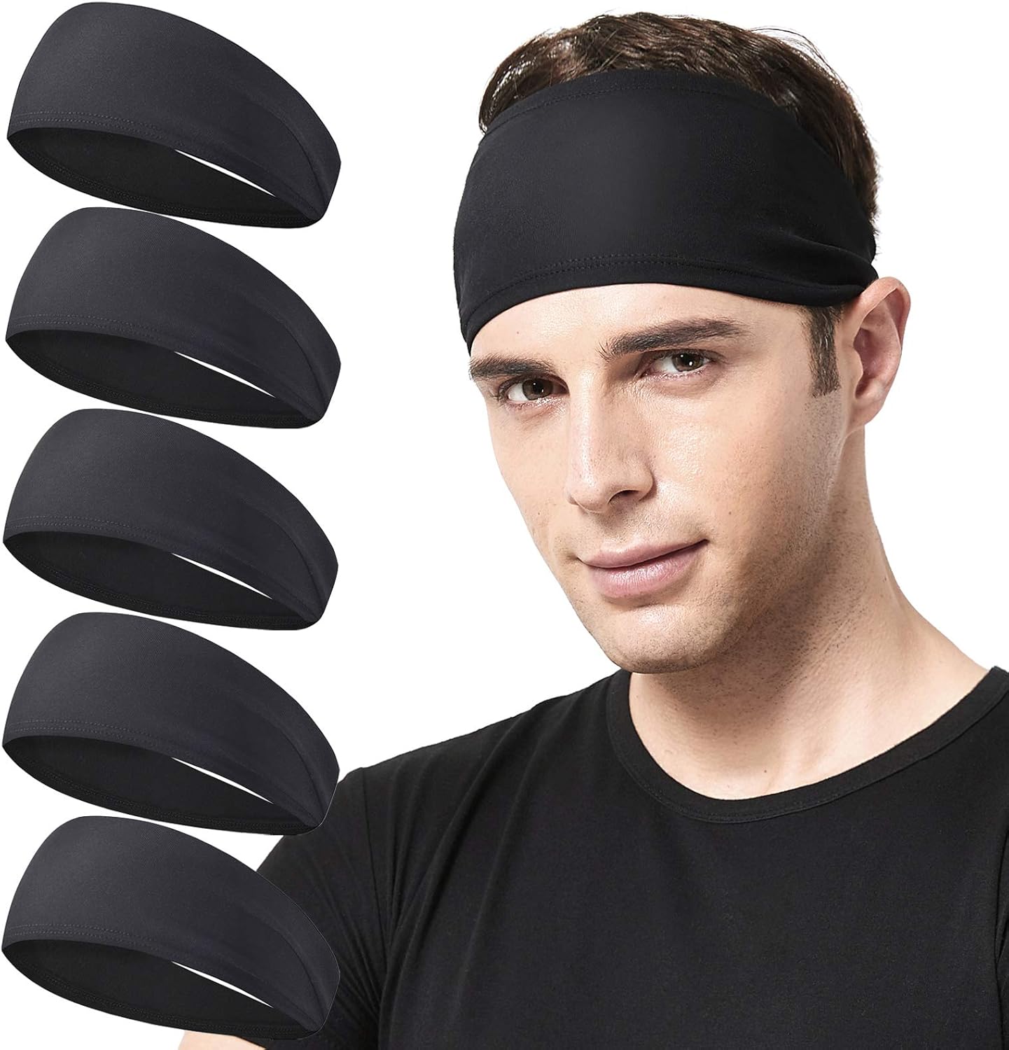 5-Pack Sweat-Wicking Men's Headbands by Acozycoo