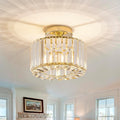 Crystal Ceiling Light Fixture Semi Flush Mount - Gold Modern
