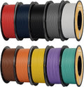 Matte PLA Filament 1.75mm 1kg Spools (10 Mixed Colors) - Smooth Matte