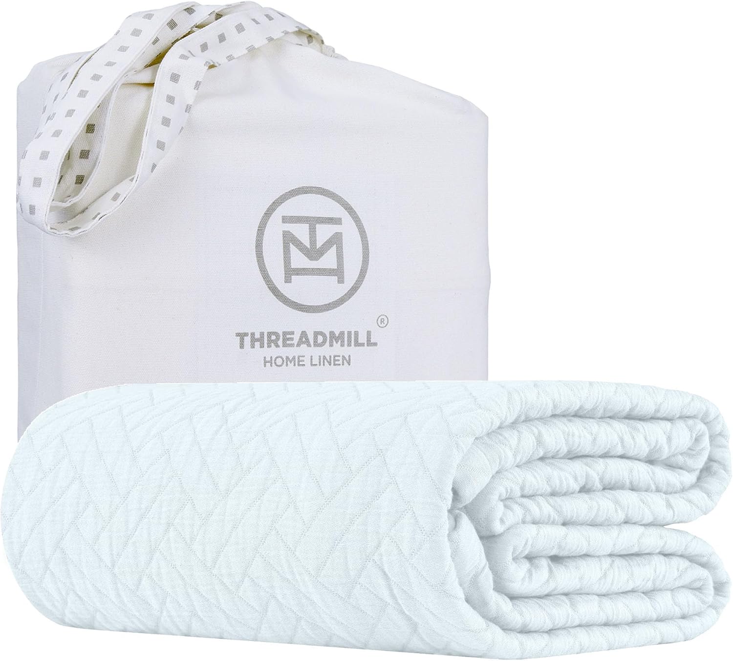 Threadmill Luxury Cotton Blanket for Queen Size Bed, Light Blue