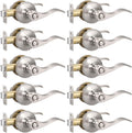 Knobonly Brushed Satin Nickel Privacy Door Lever 10 Pack - Keyless