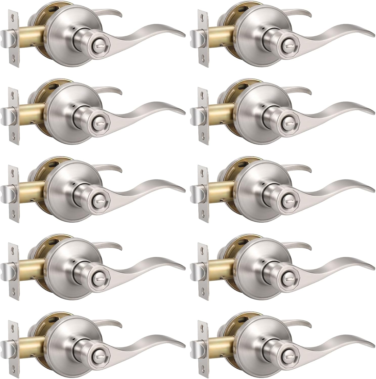 Brushed Satin Nickel Door Lever Privacy Handles for Bedrooms