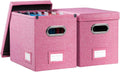 File Organizer Box Set of 2 - Collapsible Linen Letter Filing Boxes