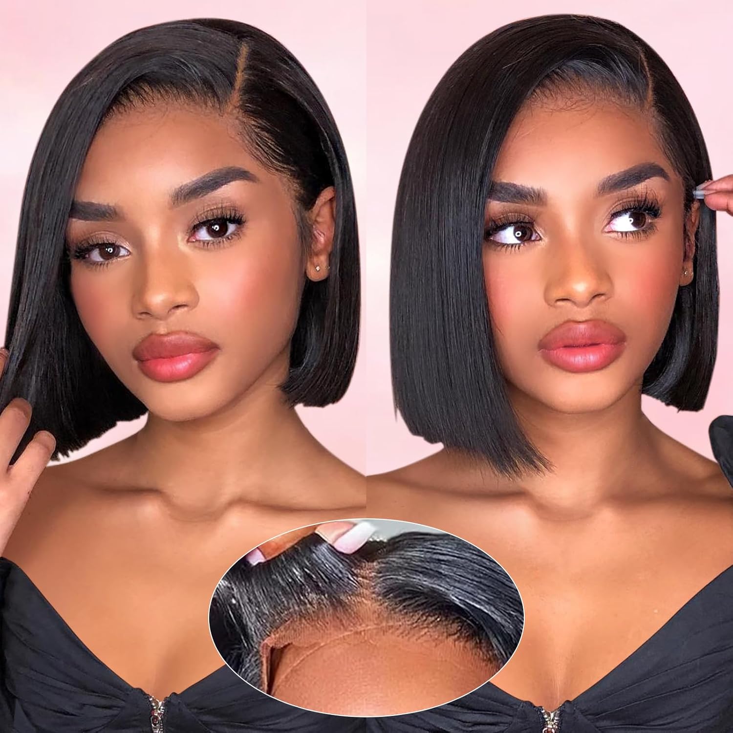 Glueless Bob Wig Human Hair 8 Inch for Black Women - AISI