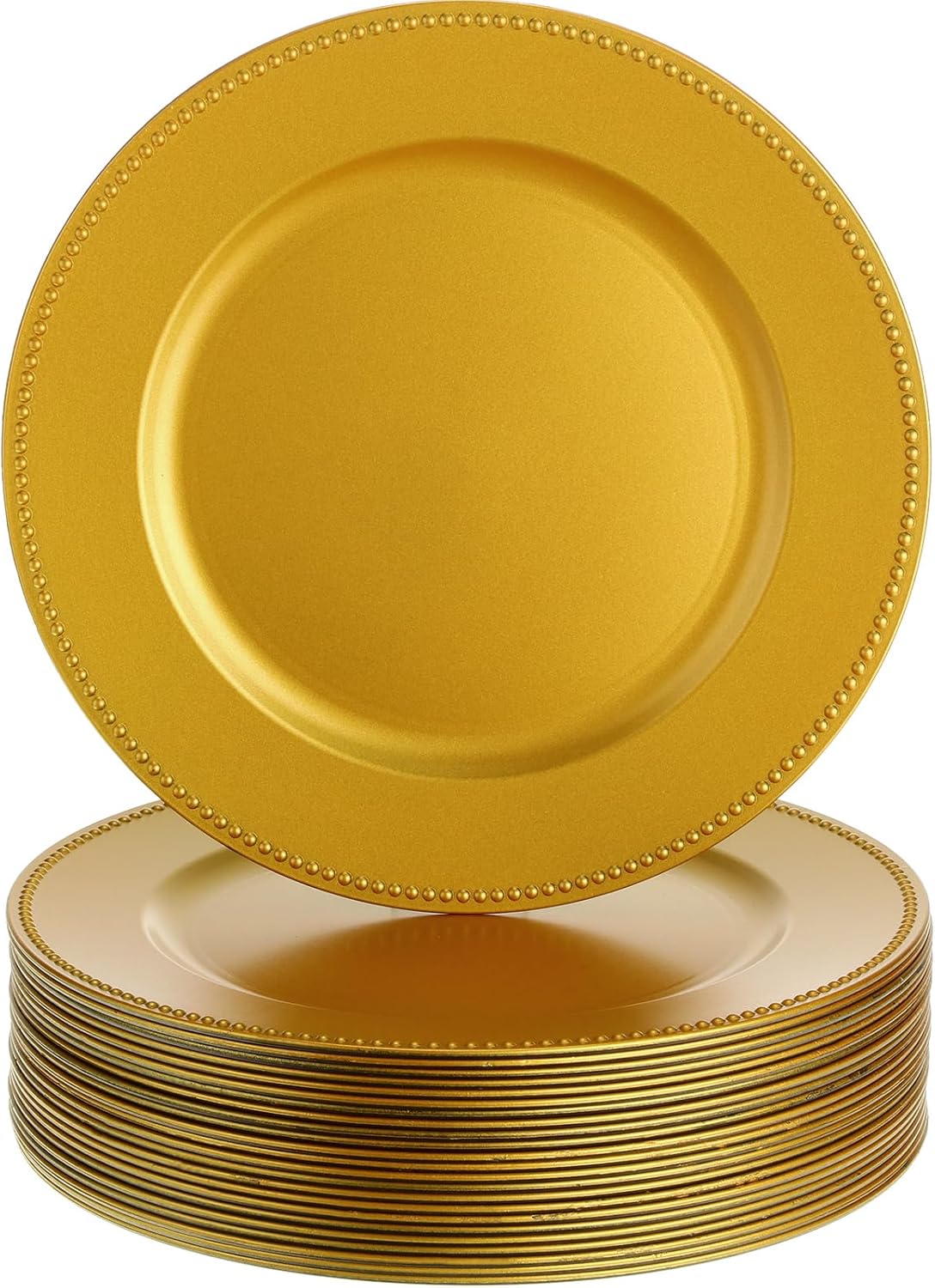 50 Pack Gold Plastic Charger Plates - Elegant Wedding Party Decor