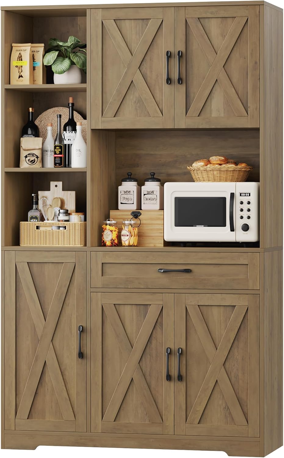 Farmhouse Kitchen Pantry Cabinet with Barn Doors