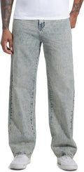 Men's Non-Stretch Loose Fit Wide-Leg Baggy Jeans Pants for Men