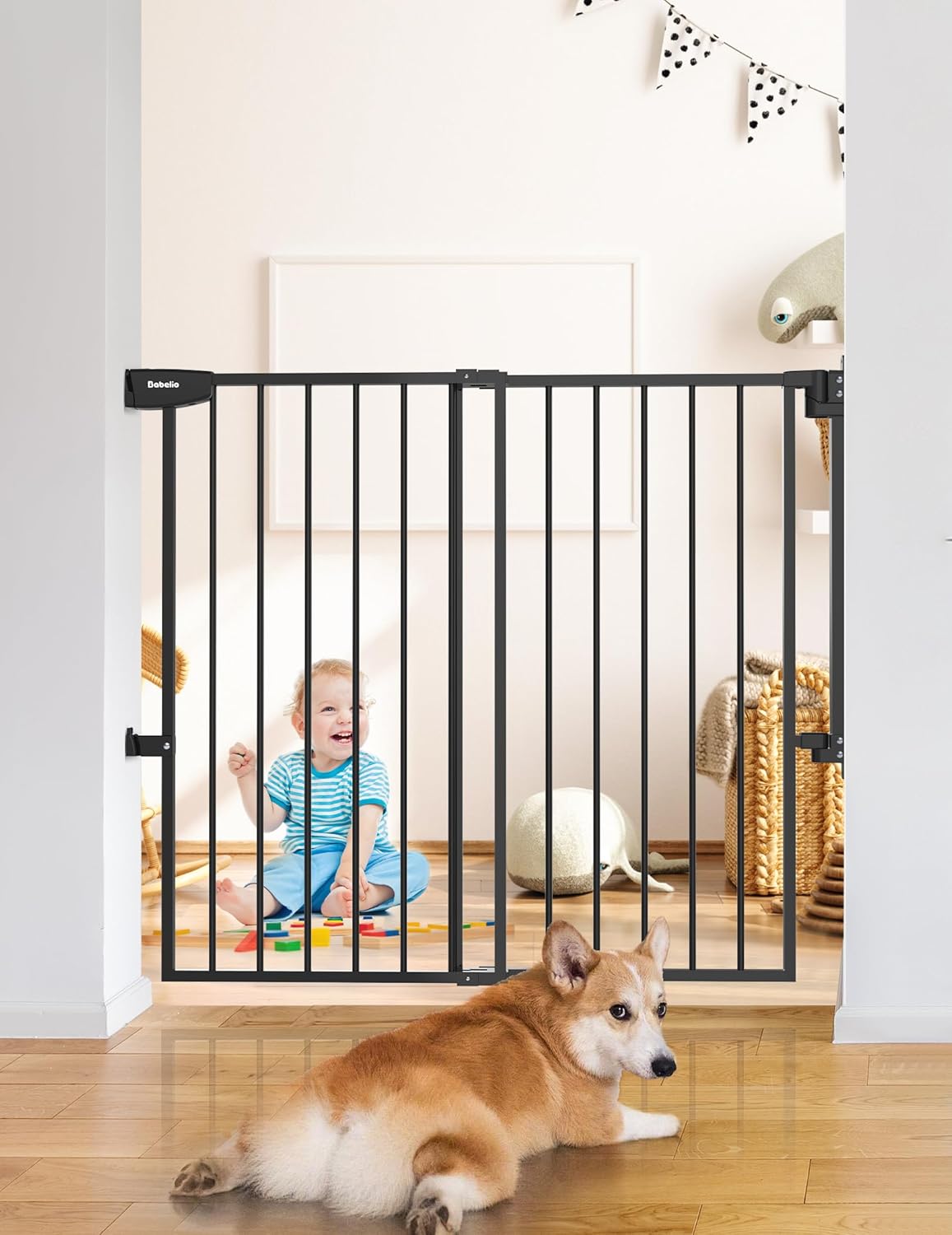 Babelio 34in Tall No Bottom Bar Baby/Dog Gate for Safety