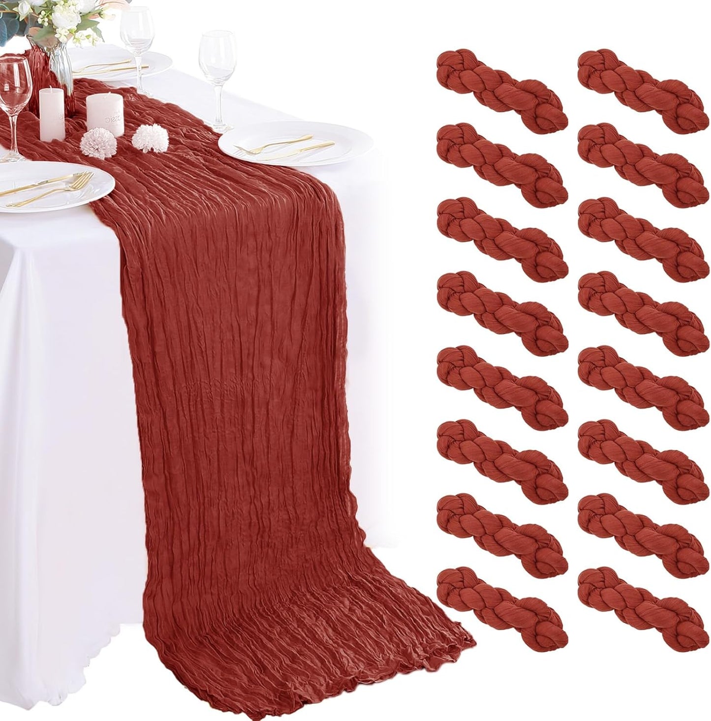 16PCS Terracotta Cheesecloth Table Runner for Elegant Events