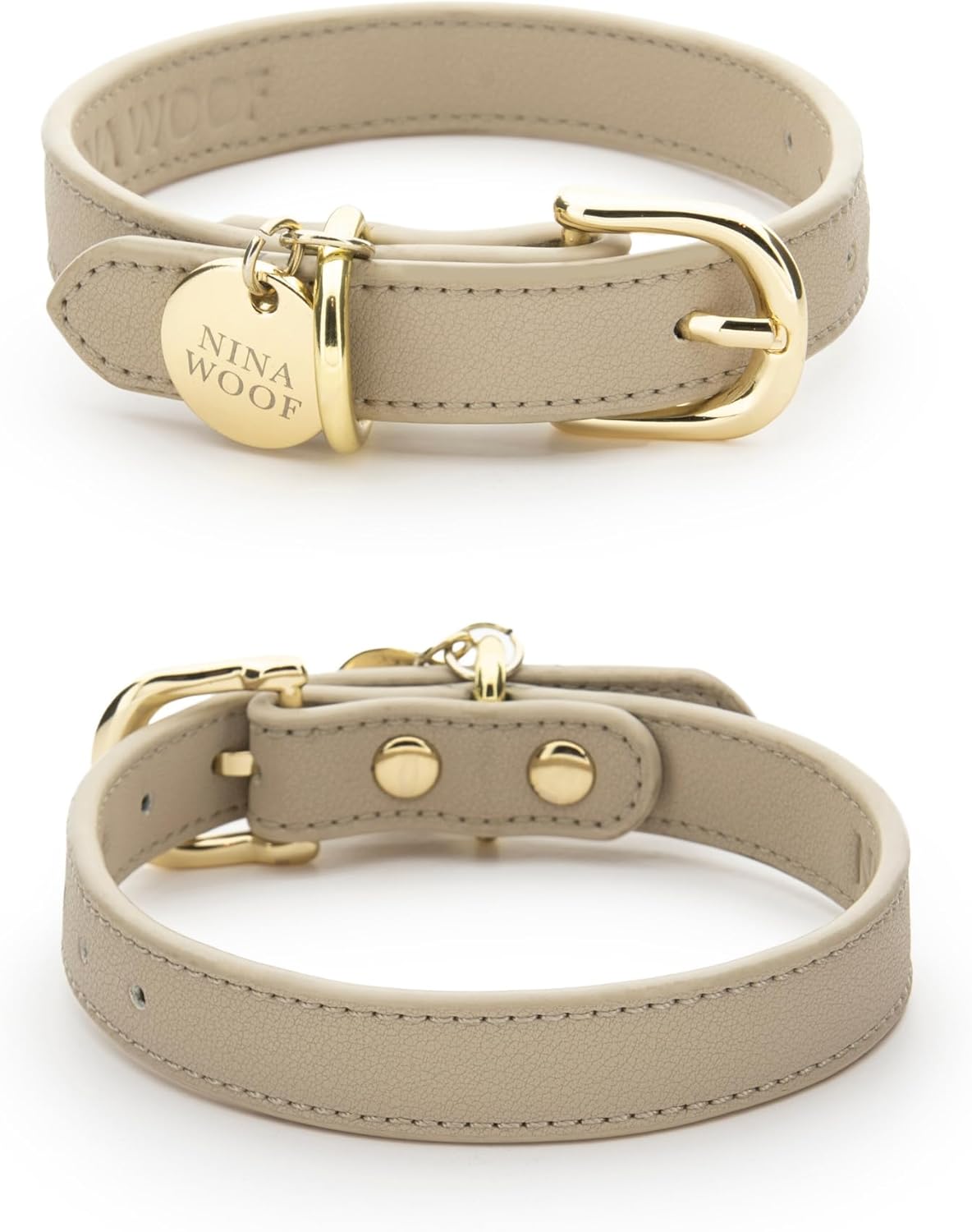 NINA WOOF Handmade Vegan Leather Dog Collar for All Breeds