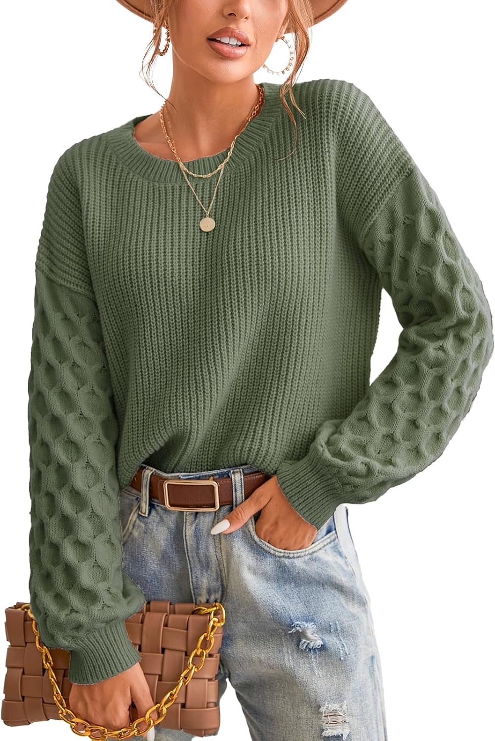 CUPSHE Women's Cable Knit Sweater for Fall and Winter Style