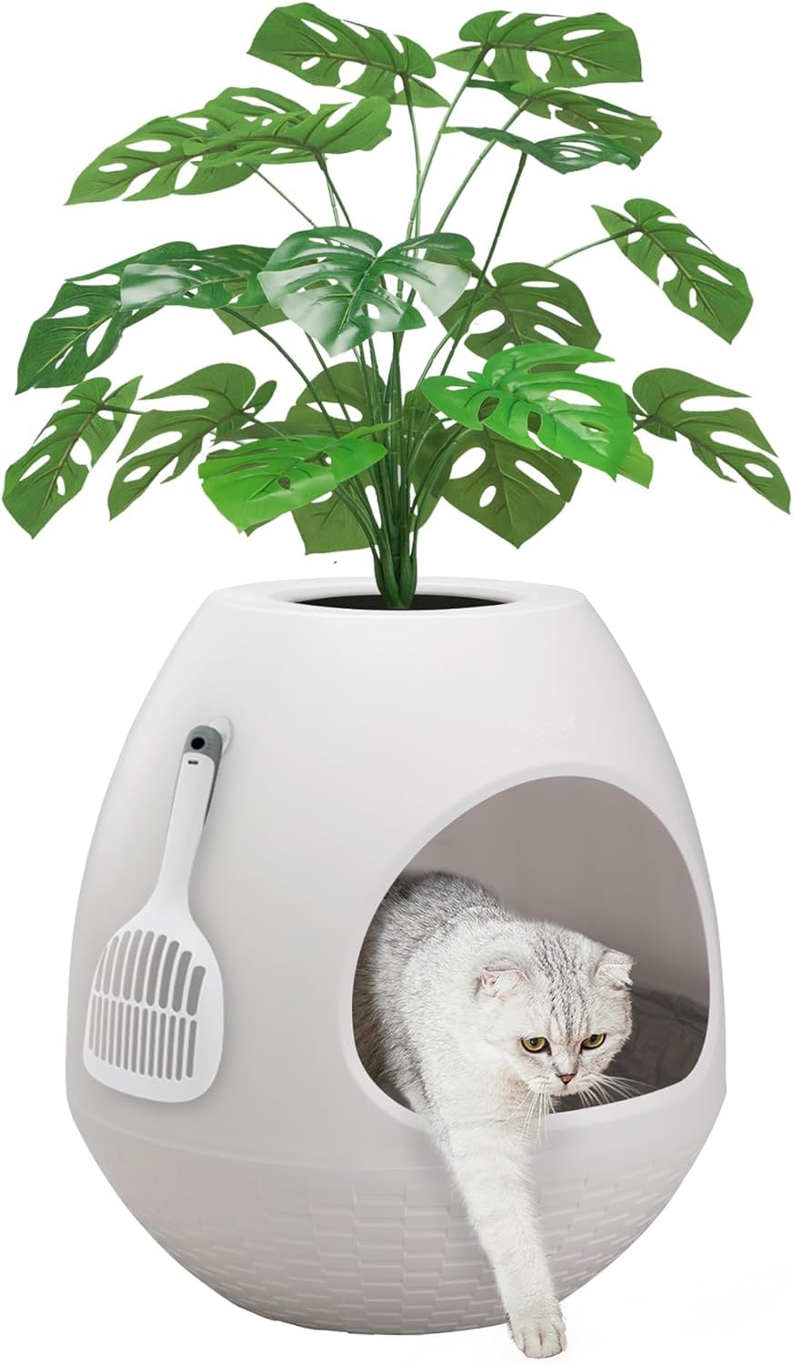 Eggloa6 Hidden Cat Litter Box with Artificial Plants for Home