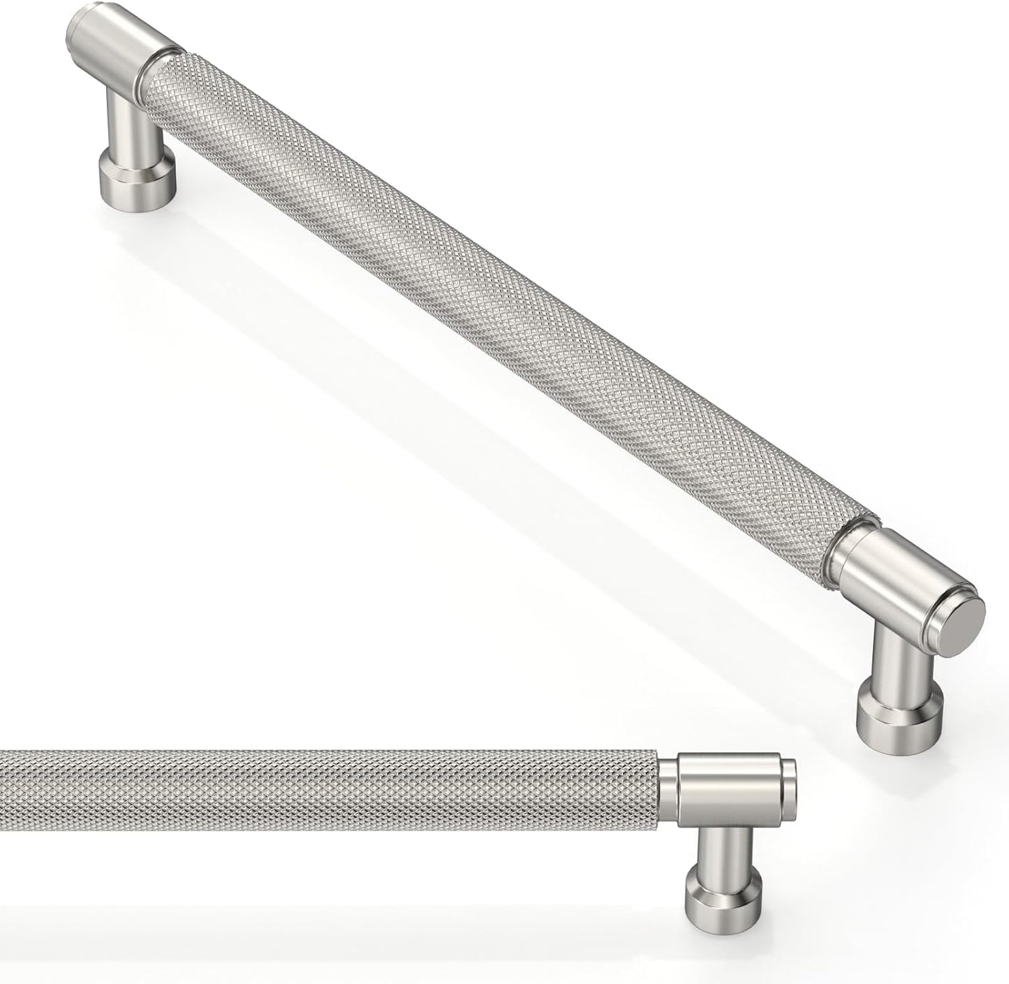 10 Pack Brushed Satin Nickel Knurled Cabinet Pulls for Kitchen