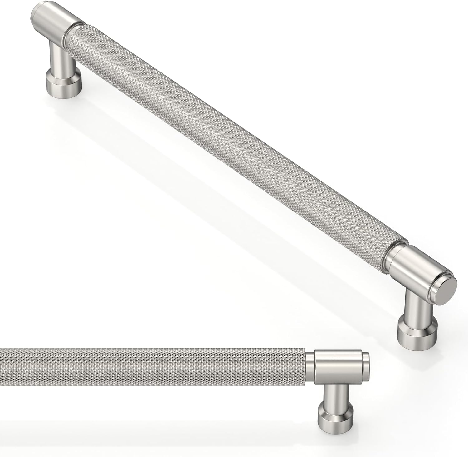 10 Pack Brushed Satin Nickel Knurled Cabinet Pulls for Kitchen