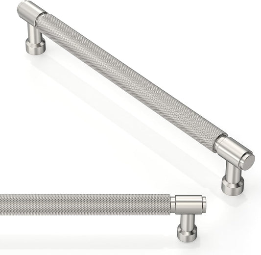 10 Pack Brushed Satin Nickel Knurled Cabinet Pulls for Kitchen