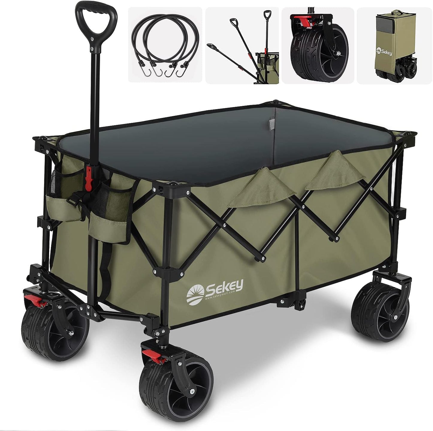 Sekey 220L Collapsible Wagon with Heavy Duty All-Terrain Wheels