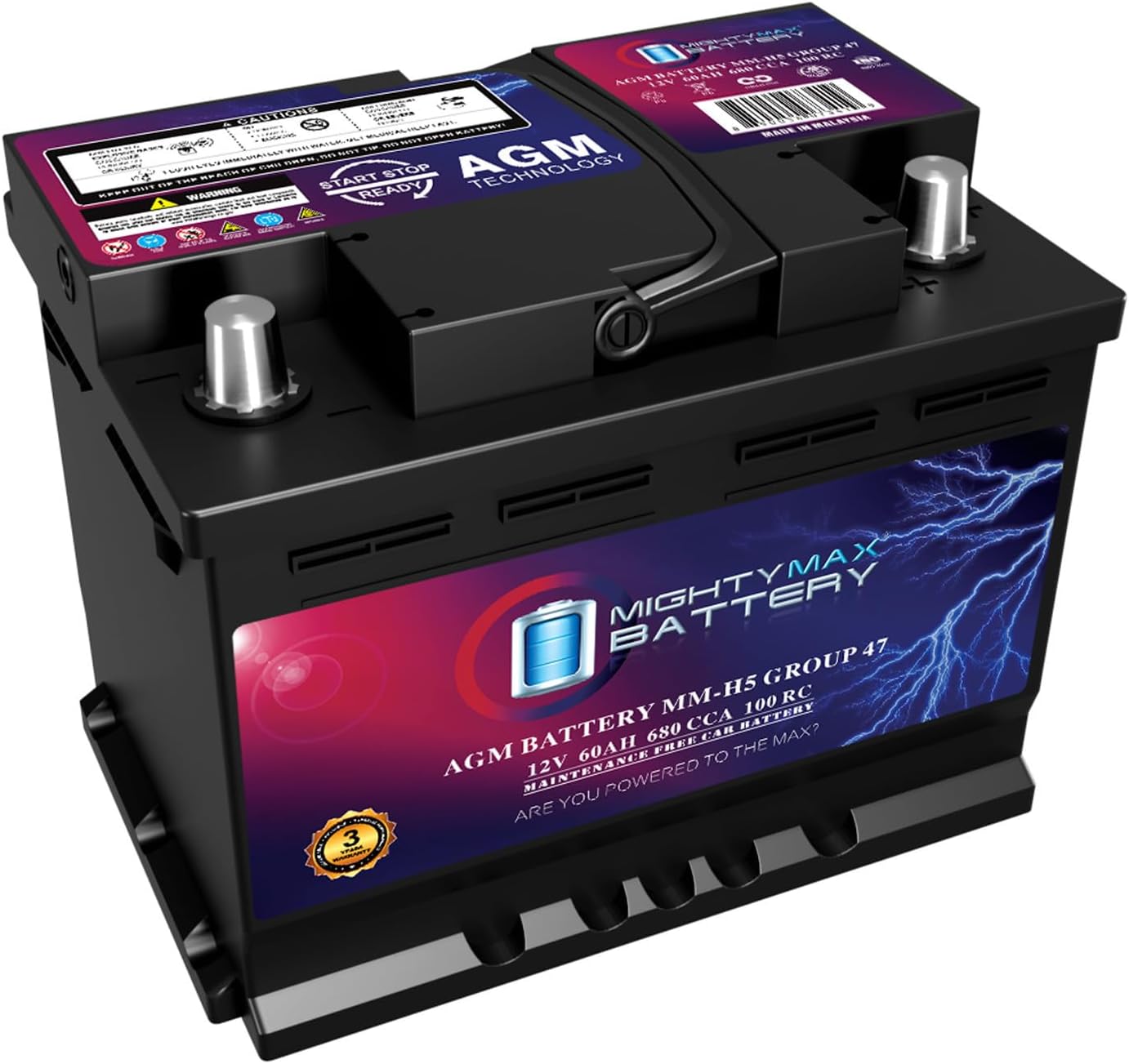 Power up with Mighty Max 12V AGM Car Battery