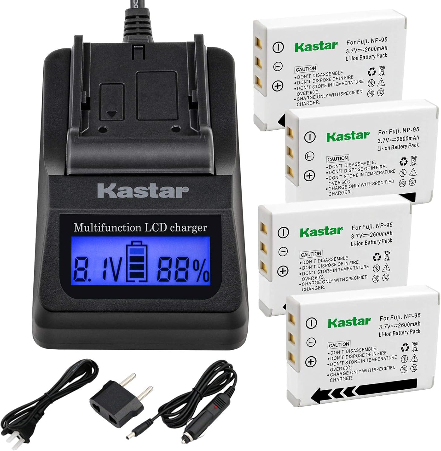 Kastar Fast Charger and Battery Pack for Fujifilm NP-95 Cameras