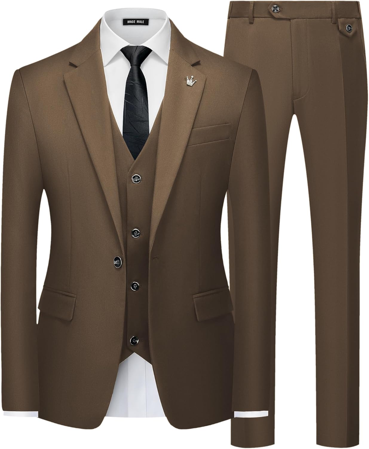 MAGE MALE Mens Slim Fit 3 Piece Tuxedo Suit for Weddings