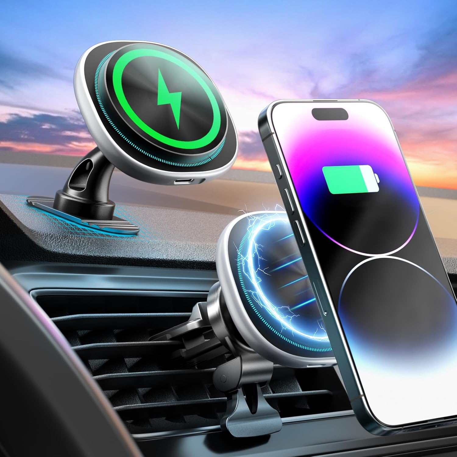 15W Fast Magnetic Car Charger for iPhone - Secure & Speedy!