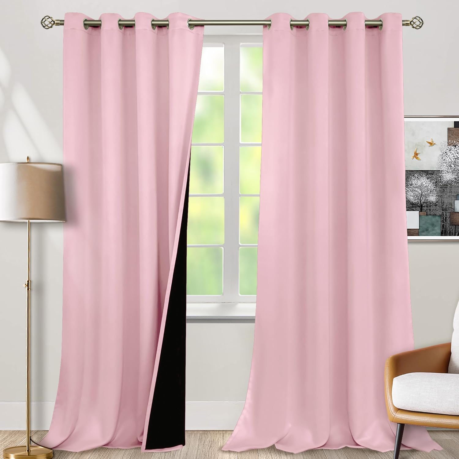 BGment Baby Pink Blackout Curtains for Nursery 96 Inch Length