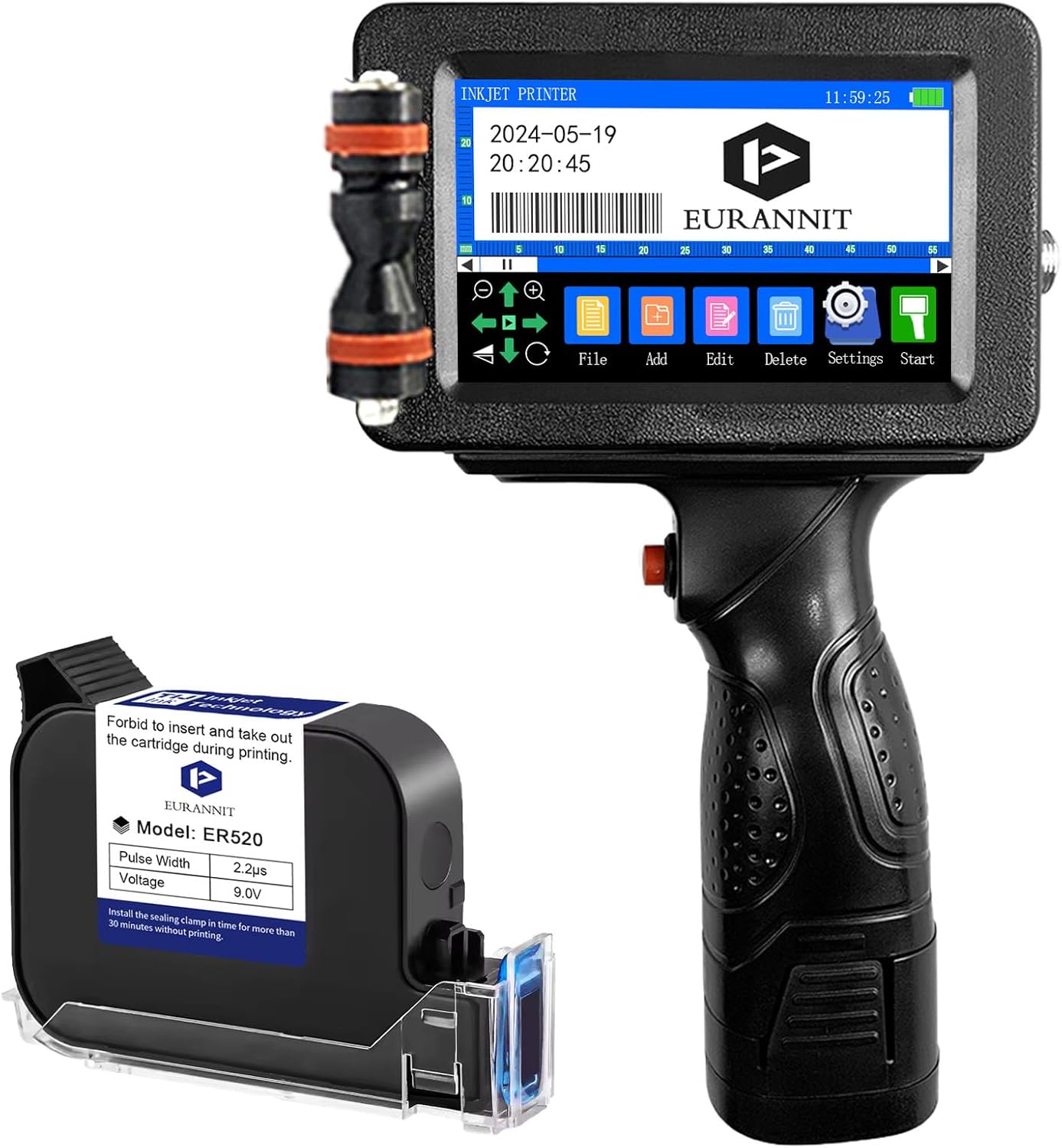 Portable Smart Inkjet Printer - Fast-Drying Ink, 4.3 Touch Screen