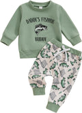 Toddler Baby Boy Fall Outfit Daddy's Fishing Buddy Sweatshirt Set