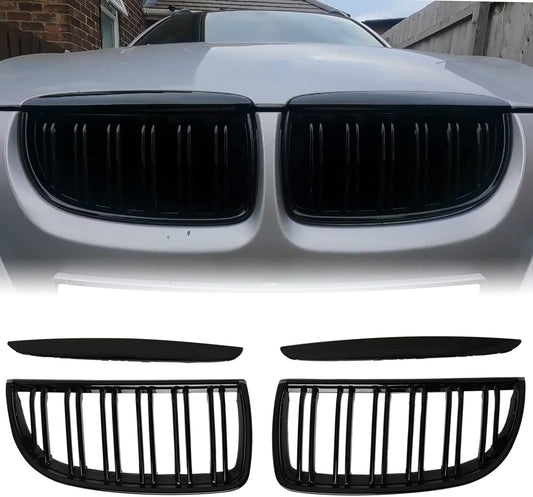 E90 Grille Double Slats Glossy Black for BMW 3 Series E90