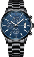 CRRJU Men's Fashion Stainless Steel Watch with Chronograph Features