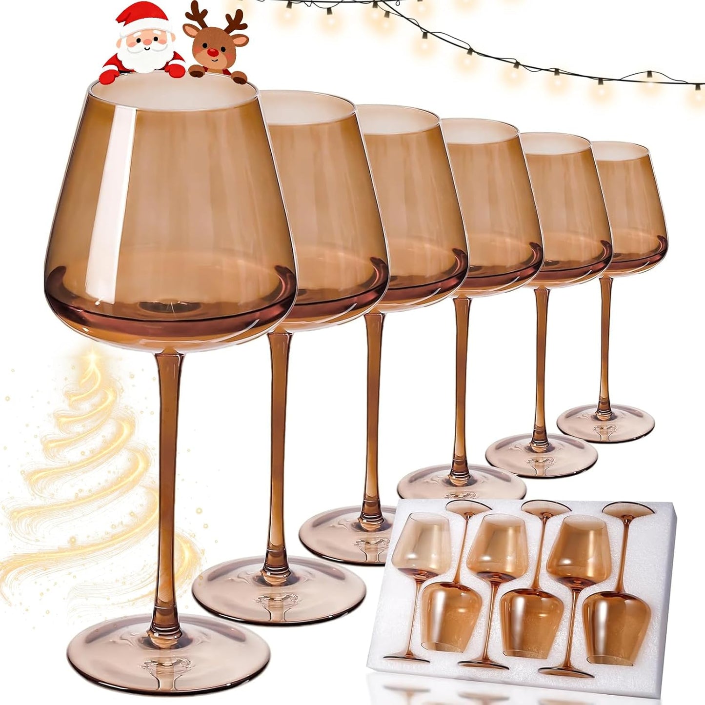 Elegant Amber Wine Glasses Set of 6 for Every Occasion