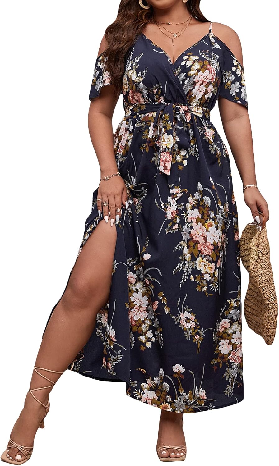 Floerns Women's Plus Size Cold Shoulder Maxi Long Dress Review
