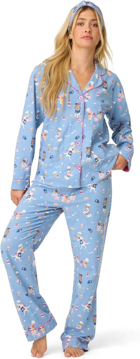 PJ Salvage Womens Flannel Pajama Set with Baking Dog Print