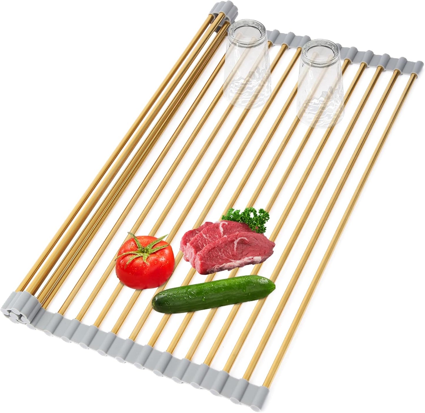 Extra Large Roll-Up Dish Drying Rack for Kitchen Countertop
