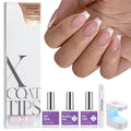 XCOATTIPS French Tip Press on Nails - Short Coffin Tips, Gel Kit