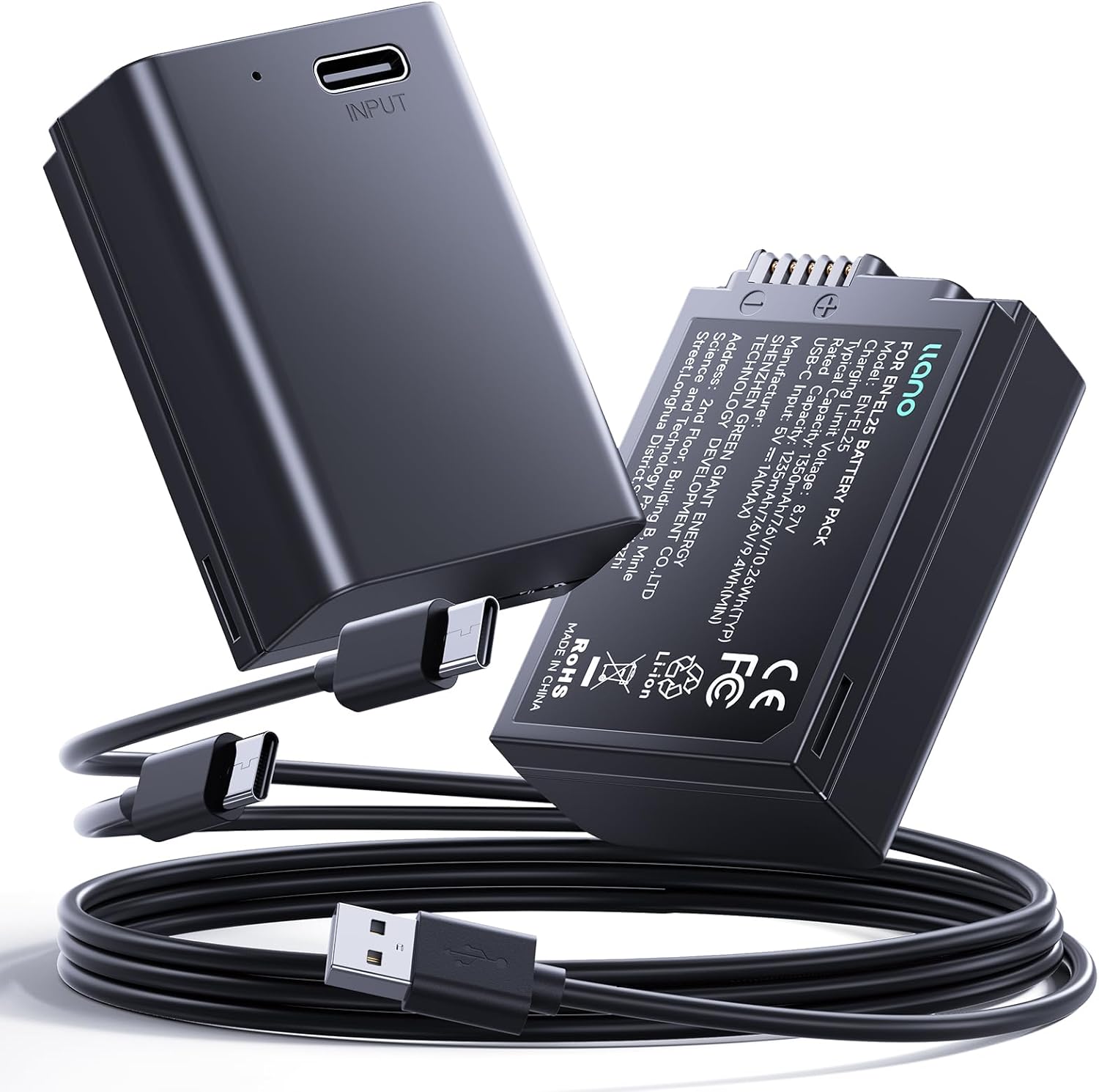 llano 2 Pack 1350mAh USB-C EN-EL25 Batteries for Nikon Cameras