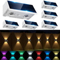 Solar Fence Lights Outdoor 6 Pack - RGBW Up & Down Solar Wall Sconces