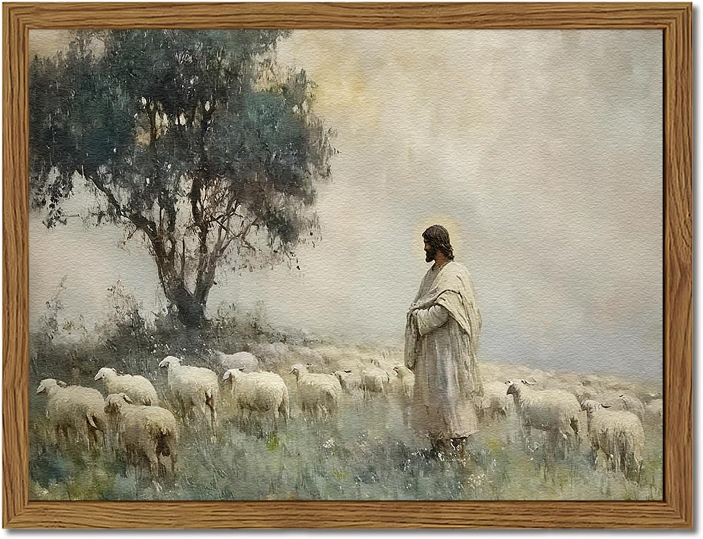Jesus Leaves the 99 Sheep Wall Art for Spiritual Home Decor
