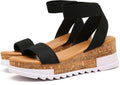 Wedge Platform Sandals for Women - Elastic Ankle Cork Comfort