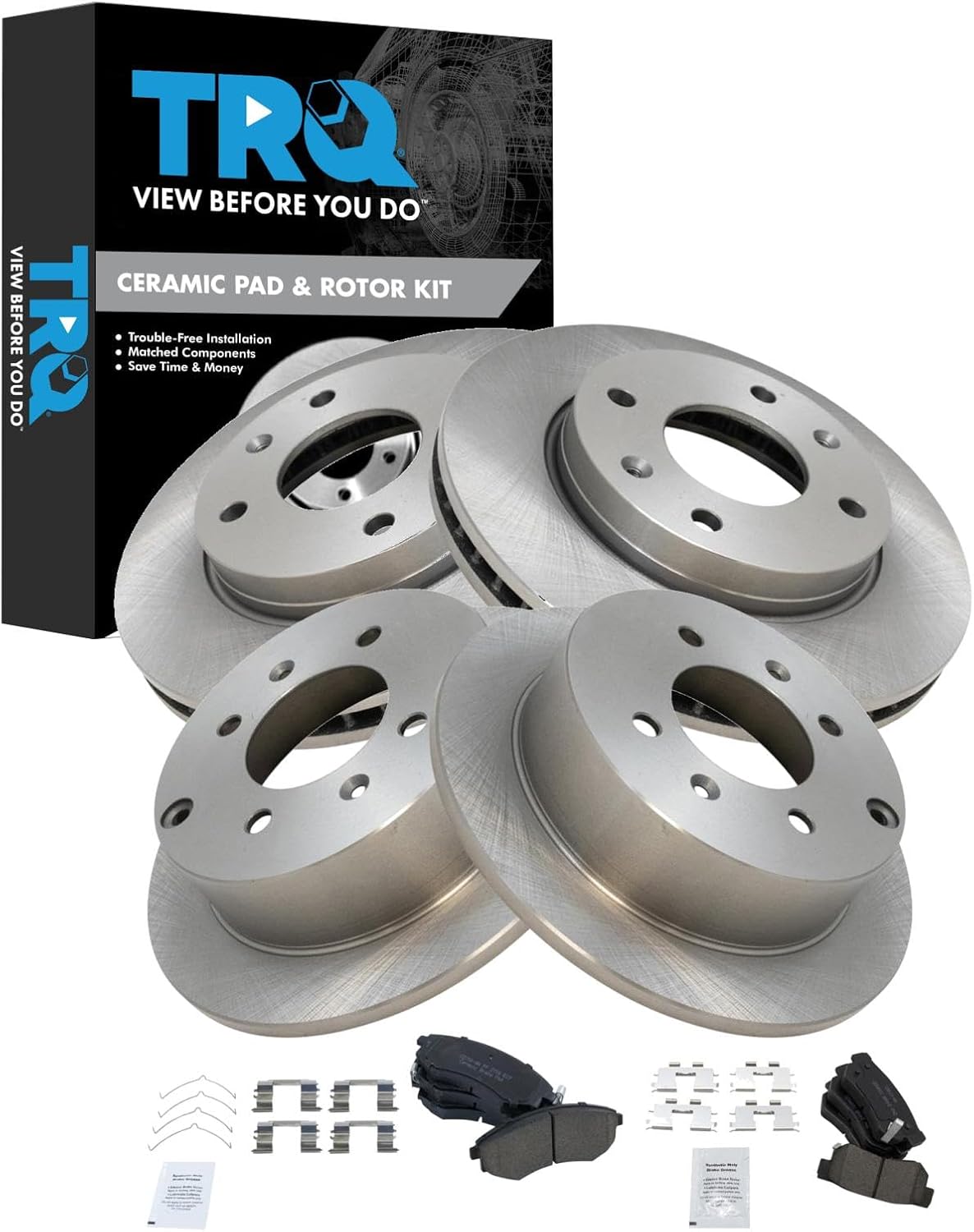 TRQ Brake Pad & Rotor Kit for 2001 Kia Optima - Quality Parts