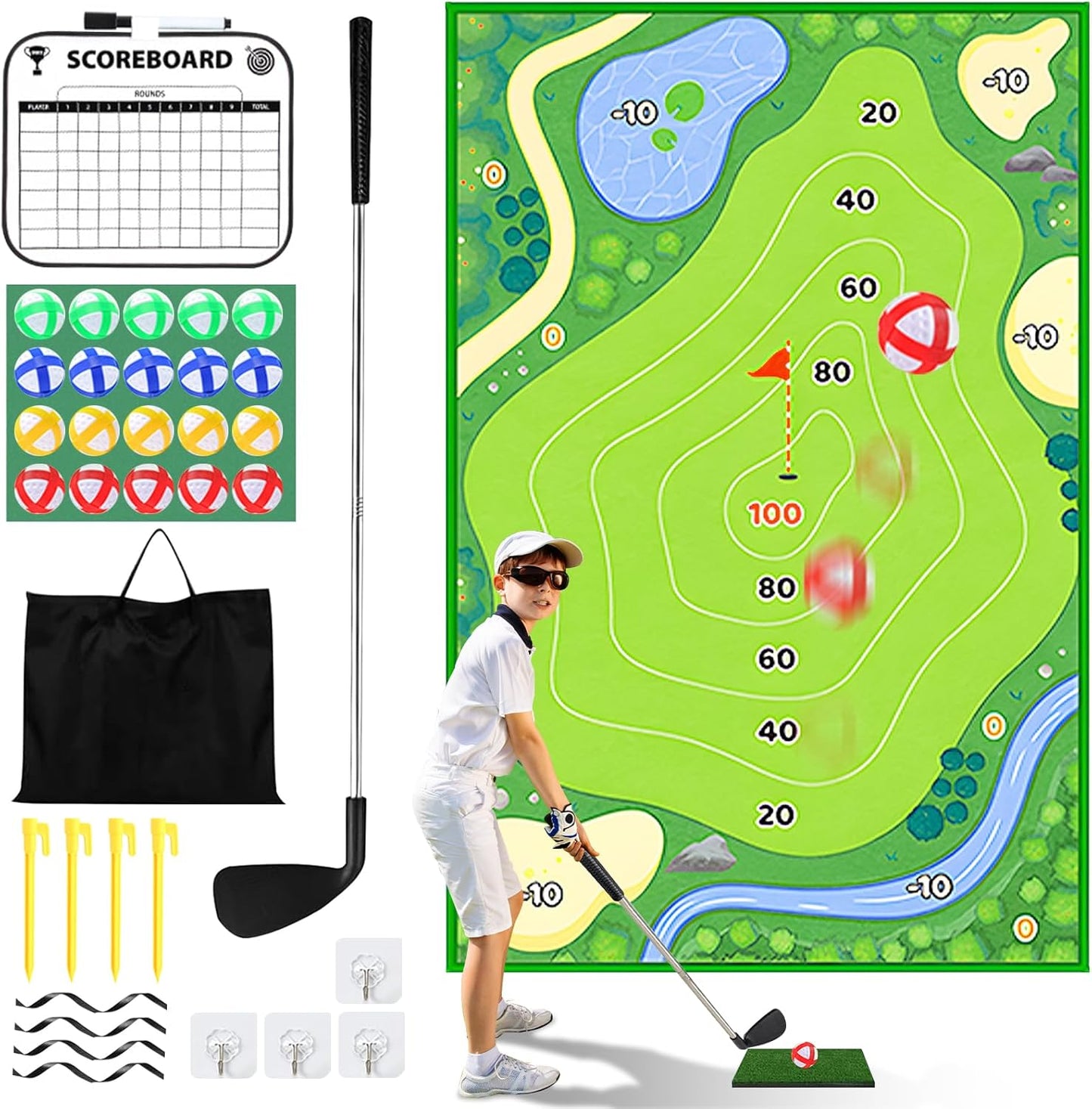 Sticky Chipping Golf Mat Set - Family Fun