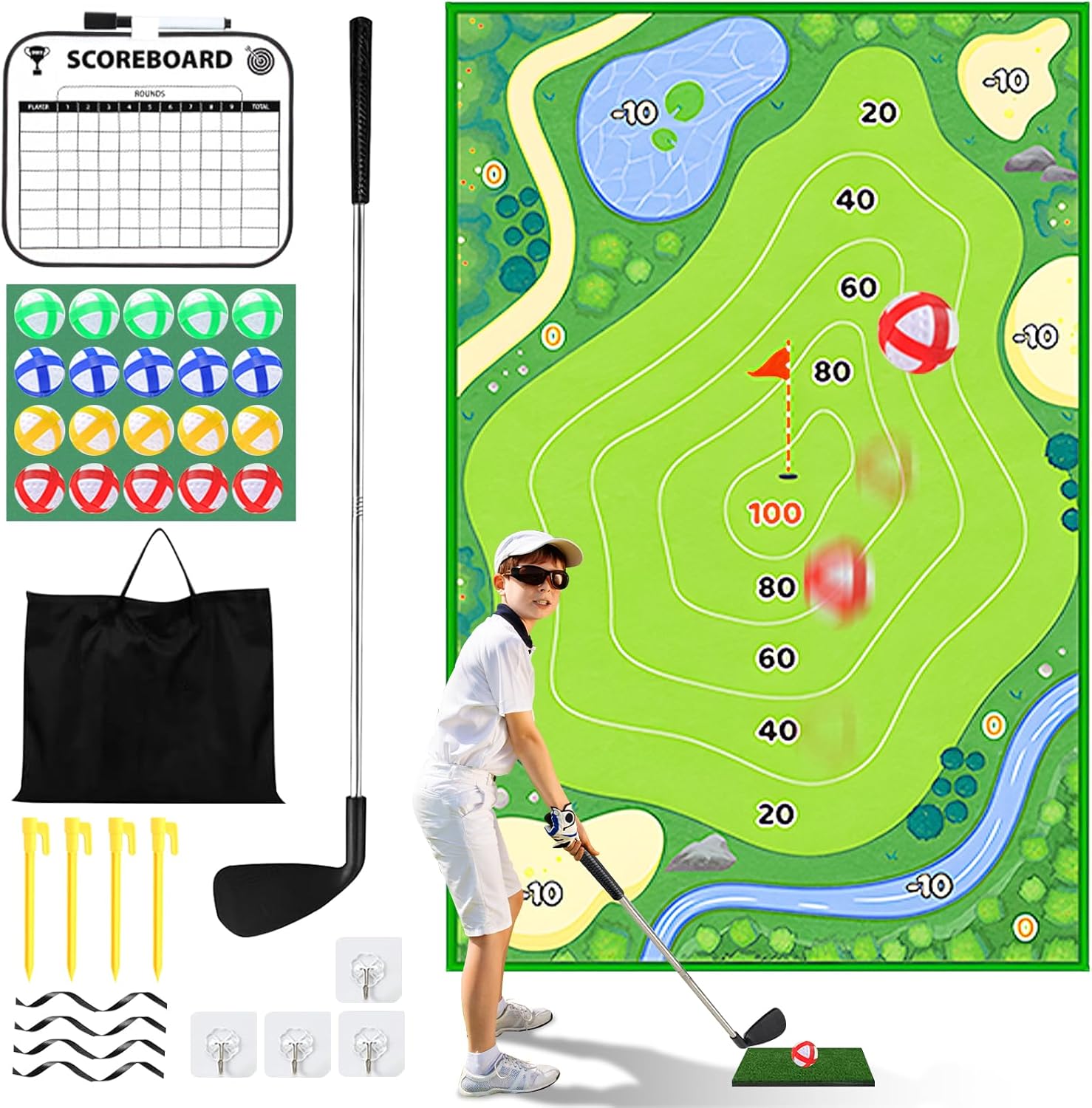 Sticky Chipping Golf Mat Set - Family Fun
