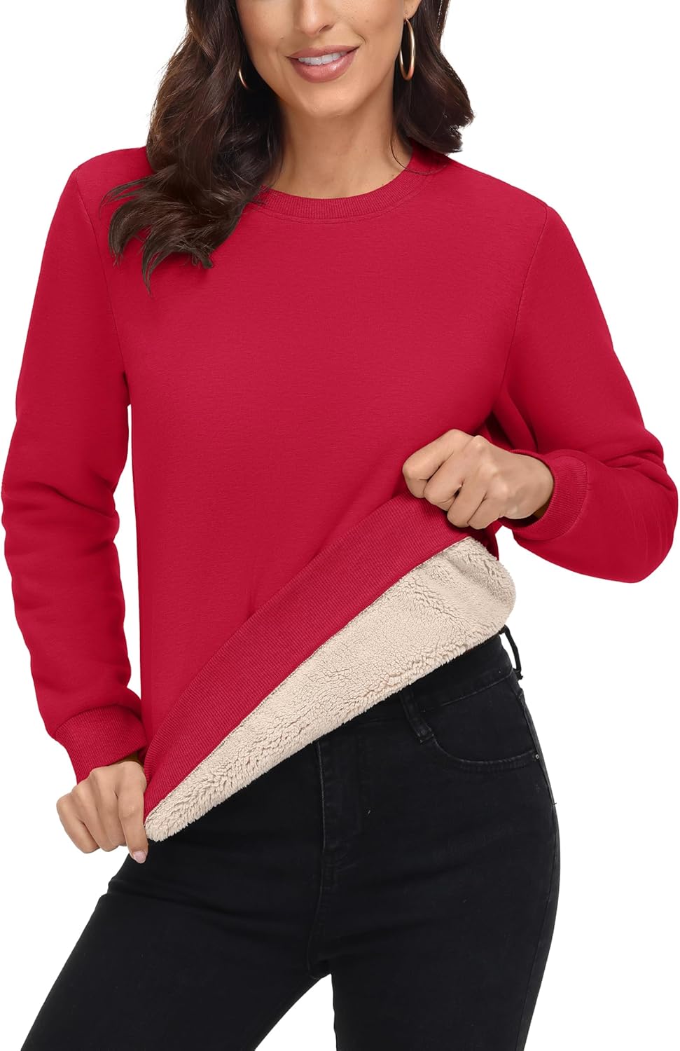MAGCOMSEN Women's Sherpa Lined Sweatshirts for Winter Warmth