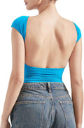 Women Backless Sexy Going Out Tops Double Lined Open Back Y2k Basic