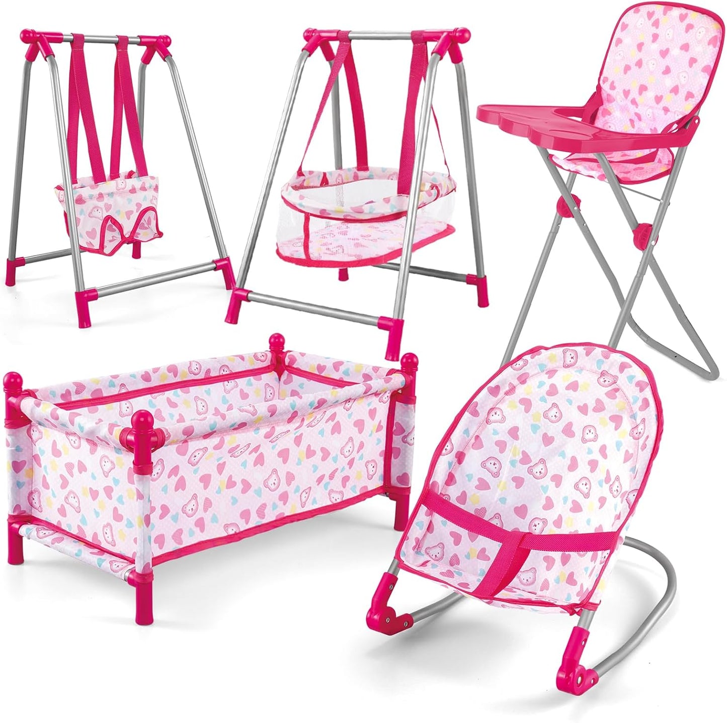 deAO 5-in-1 Baby Doll Playset with Full Accessories